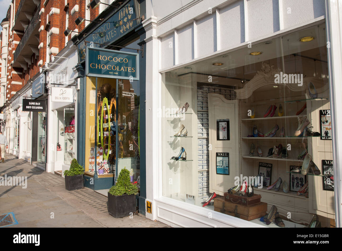 French Sole and Rocco Chocolates Shops Kings Road Chelsea London England UK Stock Photo Alamy