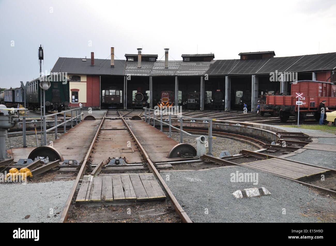 Railway depot with turntable in Jaromer has its own museum and plants, Czech Republic, May 1, 2014. (CTK Photo/Rostislav Kalousek) Stock Photo