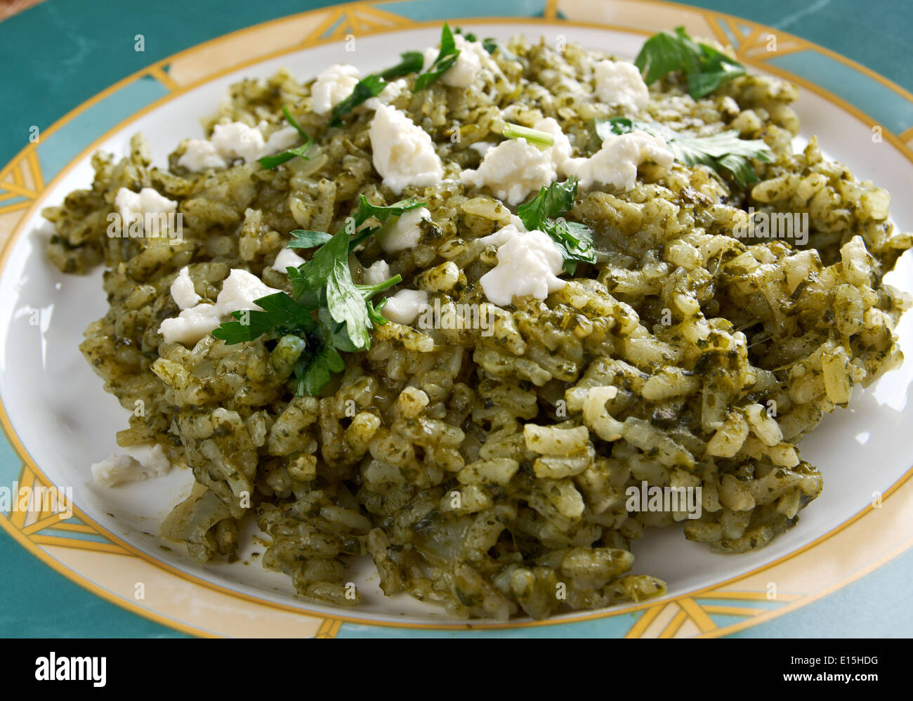 spanakorizo Spinach and rice greek dish Stock Photo Alamy