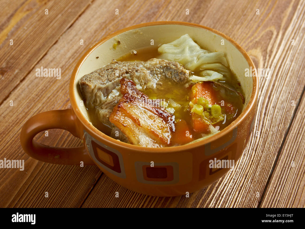 Olla podrida Spanish stew made from pork and beans Stock Photo Alamy