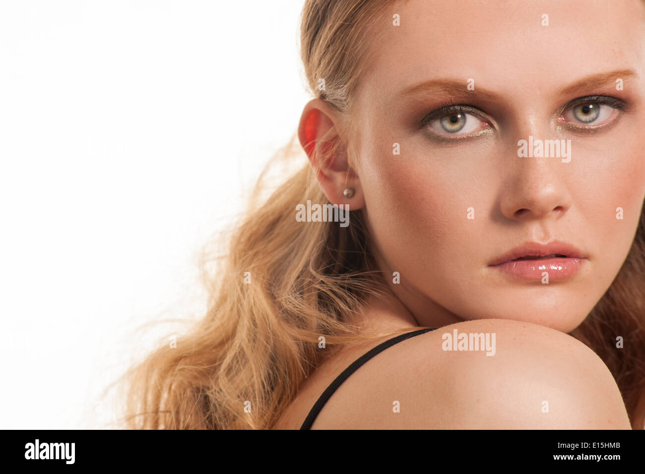 girl with red curly hair Stock Photo