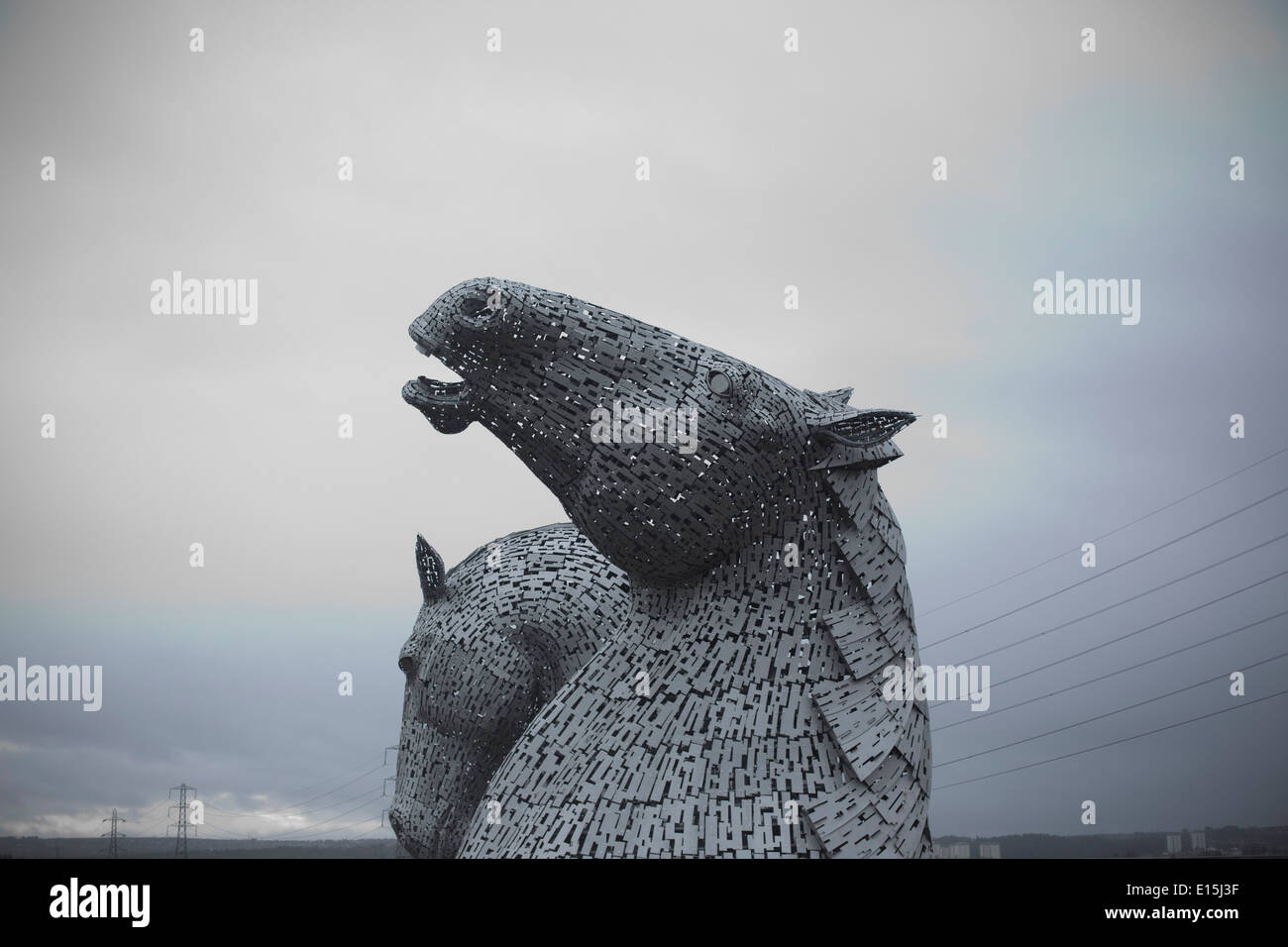 Two sculptured horses heads, known as the Kelpies, located near Falkirk