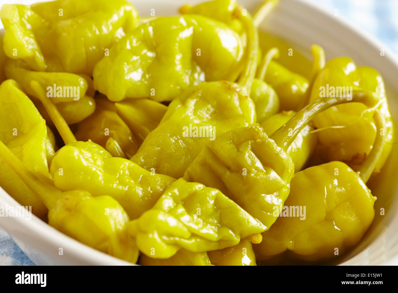 peperoncini, Italian style pickled hot peppers Stock Photo