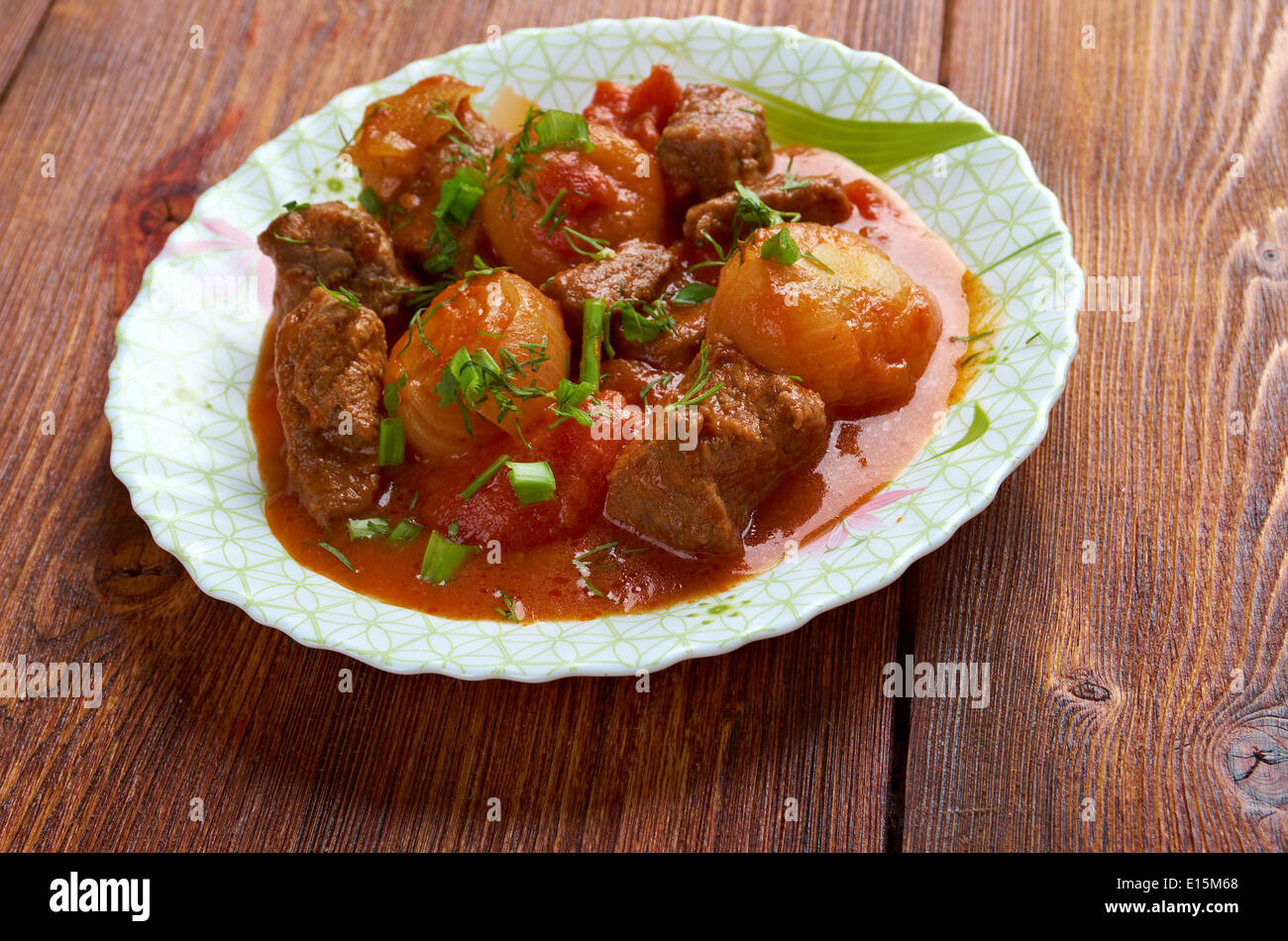 Traditional Greek beef stifado Stock Photo Alamy