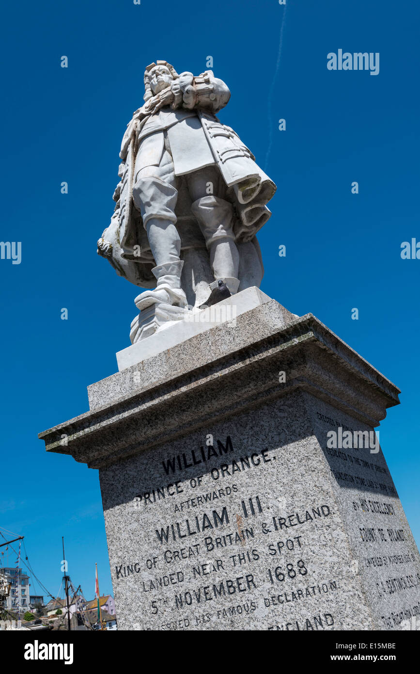 Statue of Prince William of Orange who became King William 3rd. He landed in Brixham in 1688. Stock Photo