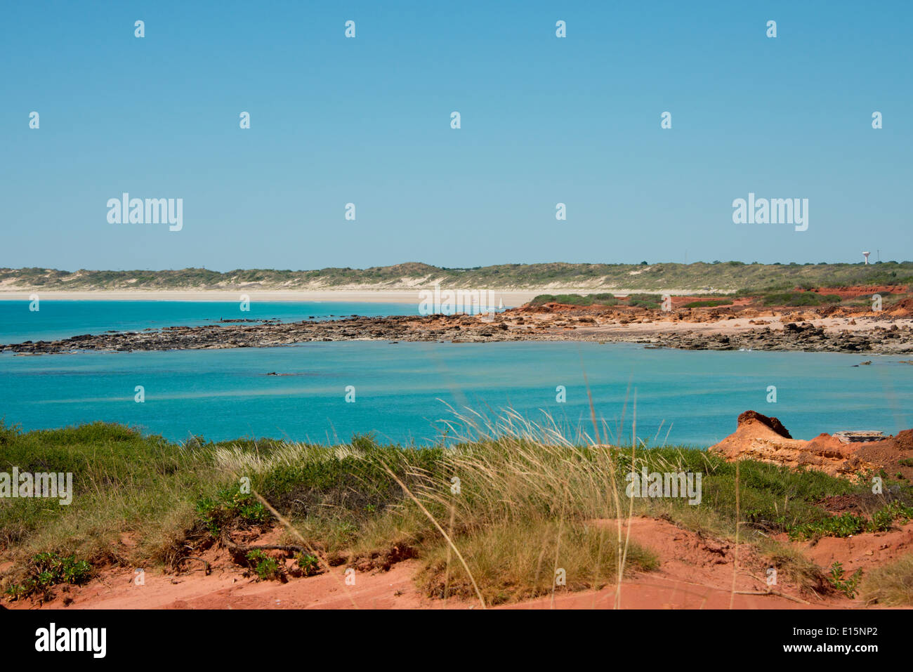 Australia, Western Australia, Broome. Gantheaume Point. View of Cable Beach from the red cliffs of Gantheaume Point. Stock Photo