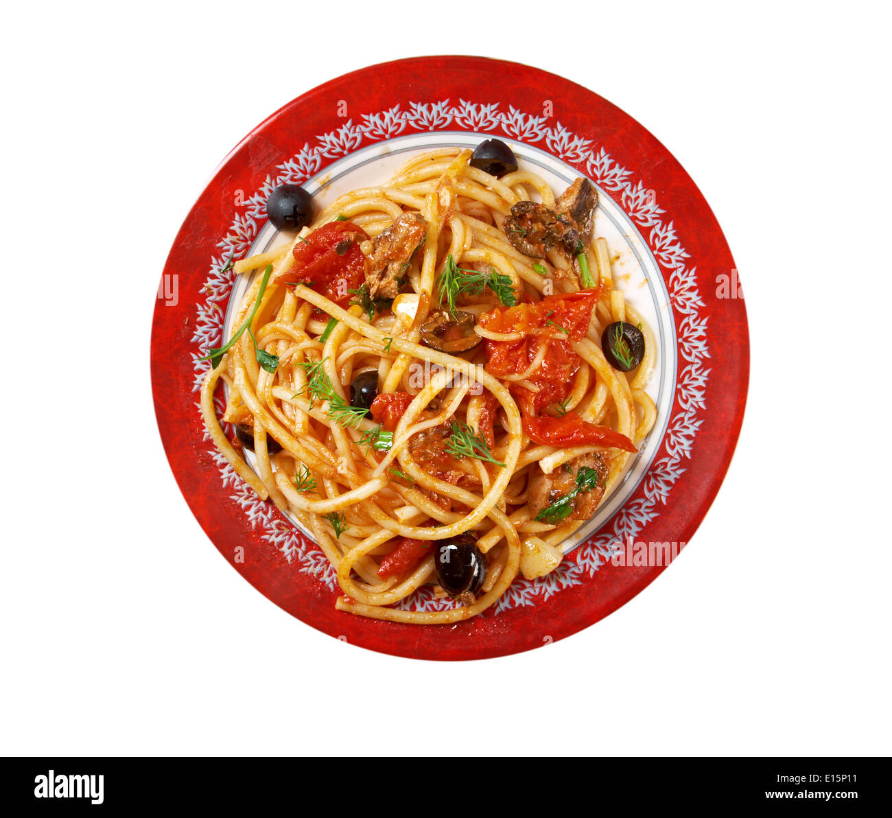 Spaghetti alla puttanesca Stock Photo