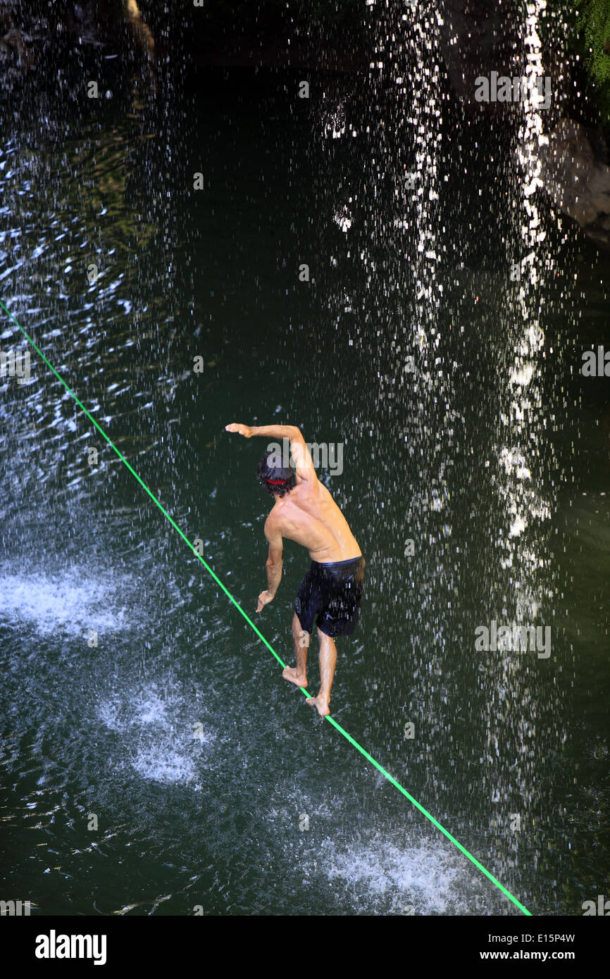 Waterline above the river Herault, Cascadelles site. SaintGuilhemle