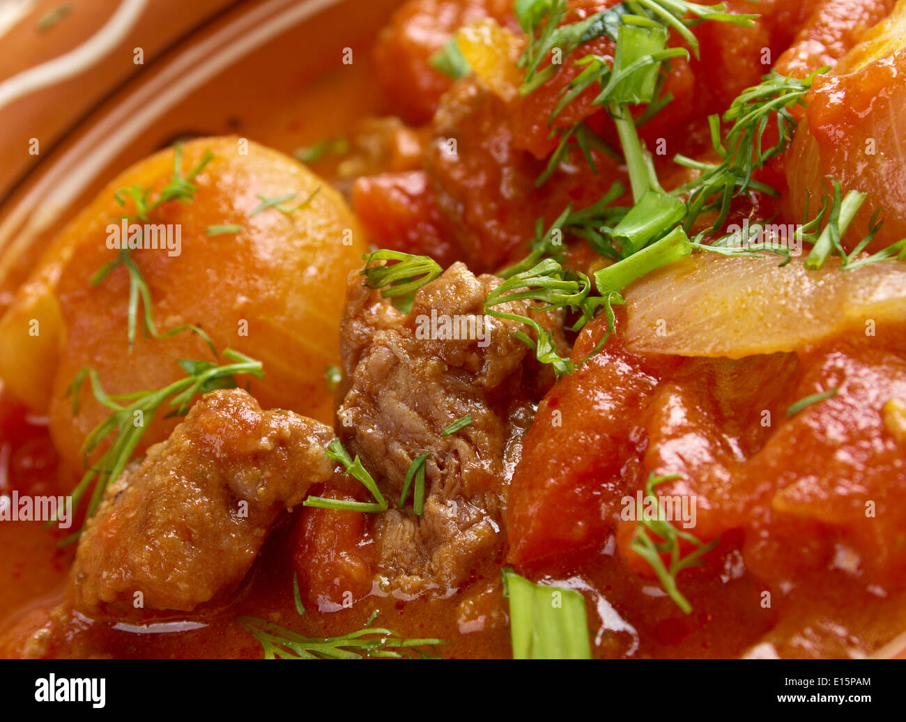 Traditional Greek beef stifado Stock Photo Alamy