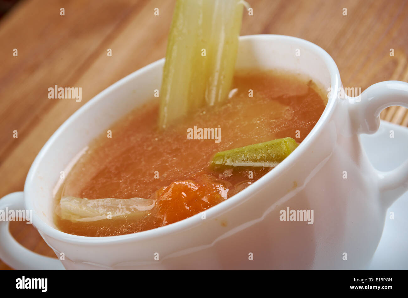 Chicken celery with rice soup.closeup Stock Photo