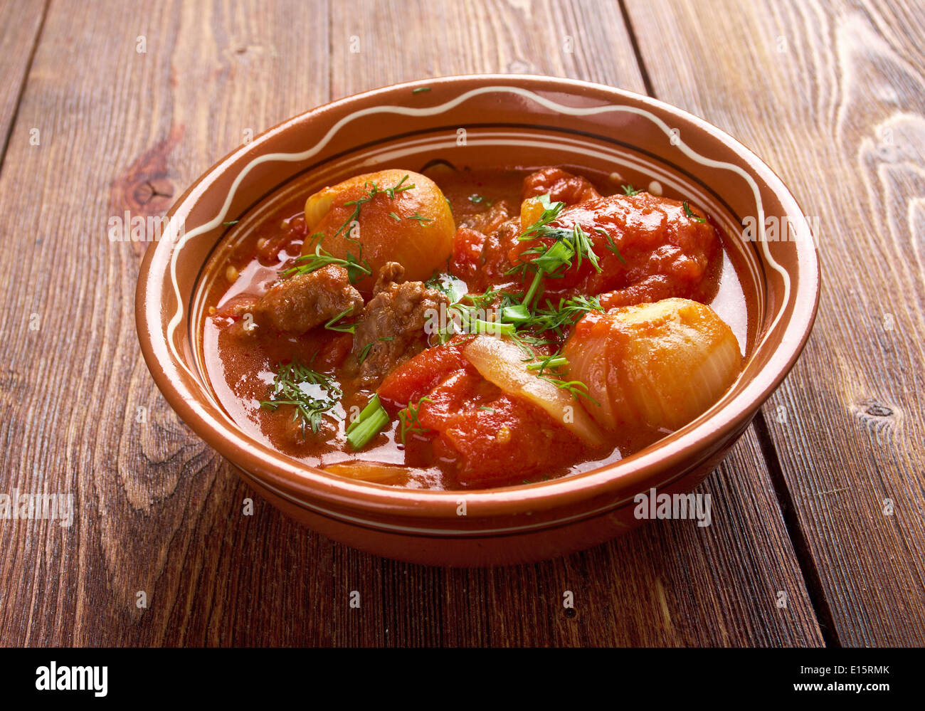 Traditional Greek beef stifado Stock Photo Alamy