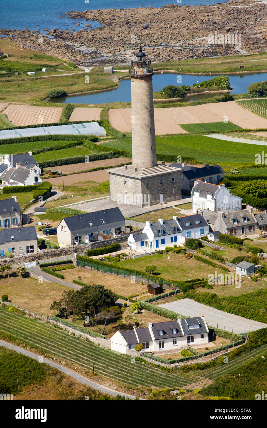 Ile de Batz island (Finistère department) Aerial view of the lighthouse Stock Photo