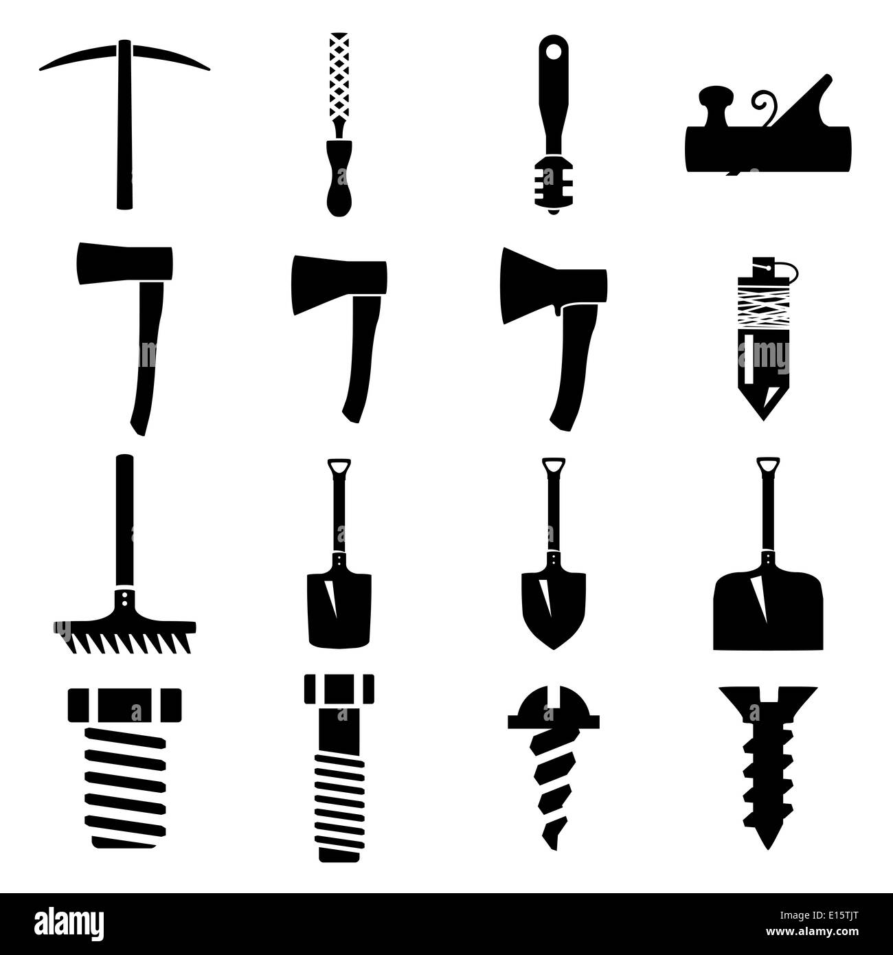 Set icons of tools Stock Photo Alamy