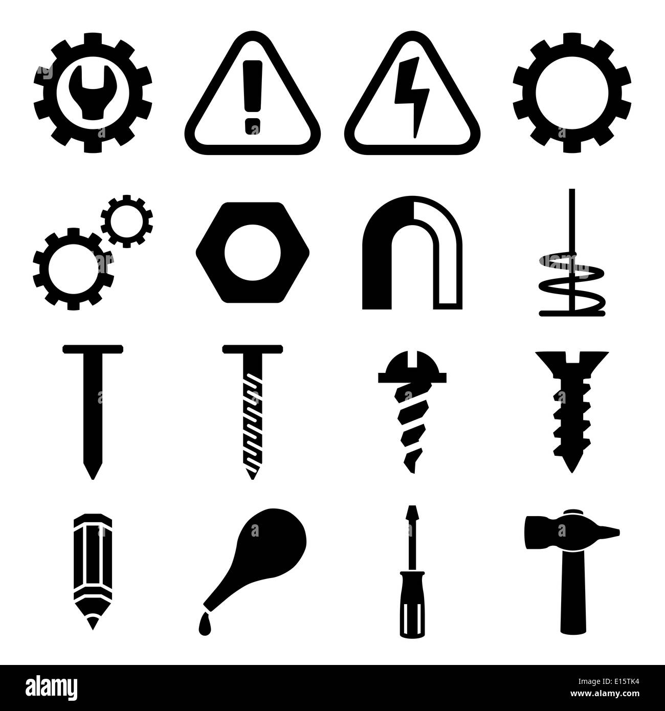 Set icons of tools Stock Photo - Alamy