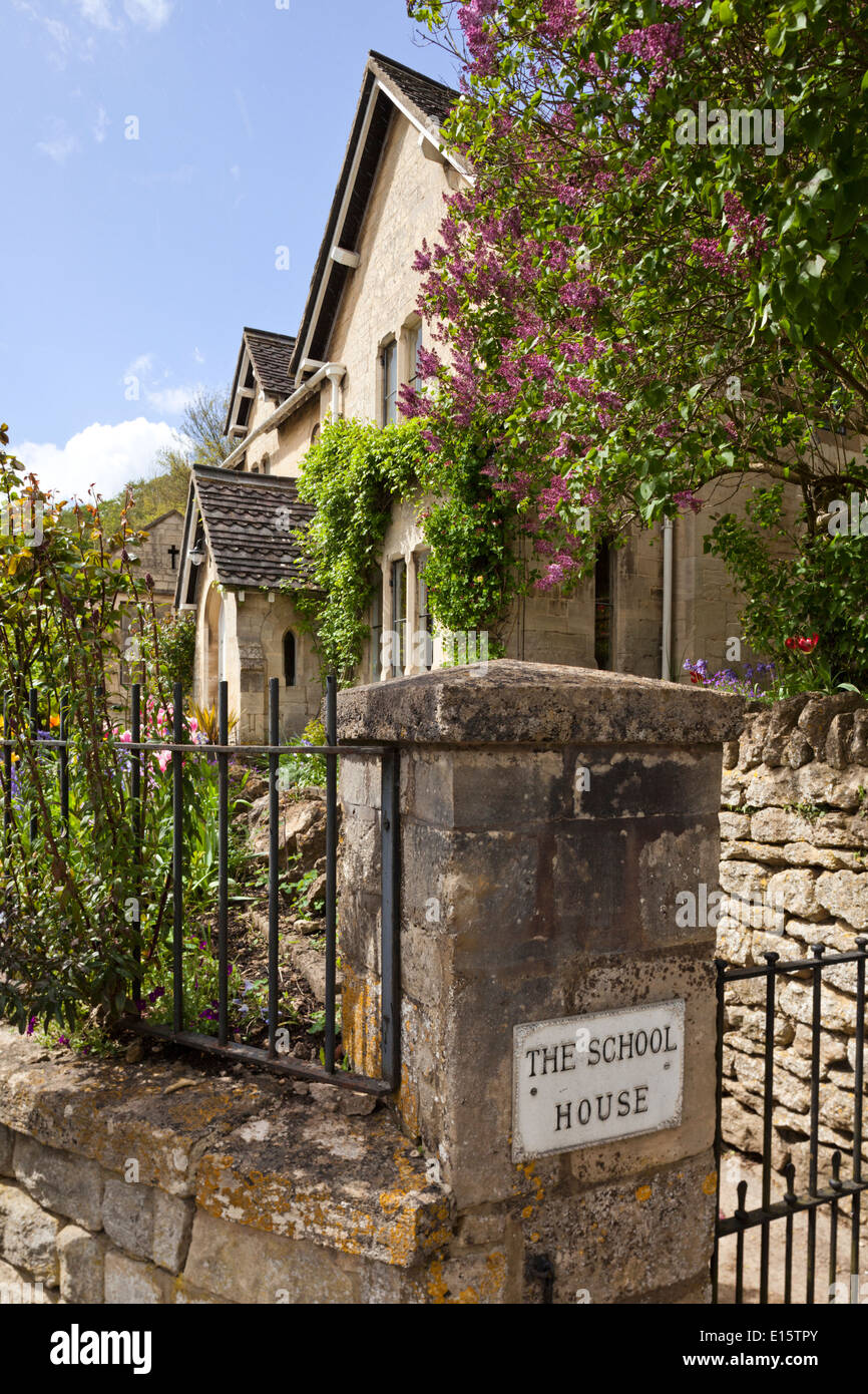 The School House which Laurie Lee attended in the Cotswold village of Slad, Gloucestershire UK Stock Photo