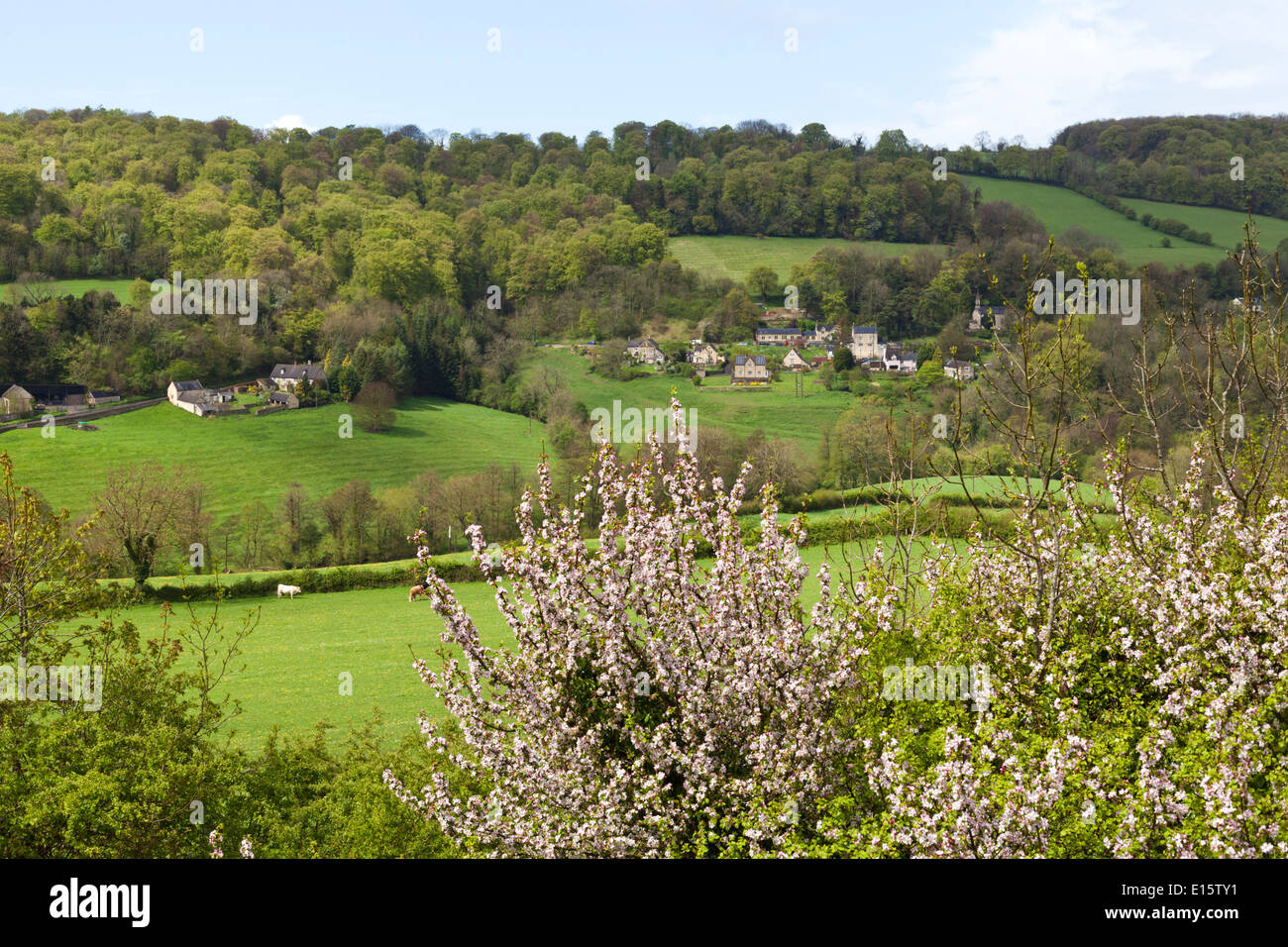 The Cotswold village of Slad, Gloucestershire UK - The village is immortalised in Laurie Lee's autobiography 'Cider with Rosie' Stock Photo
