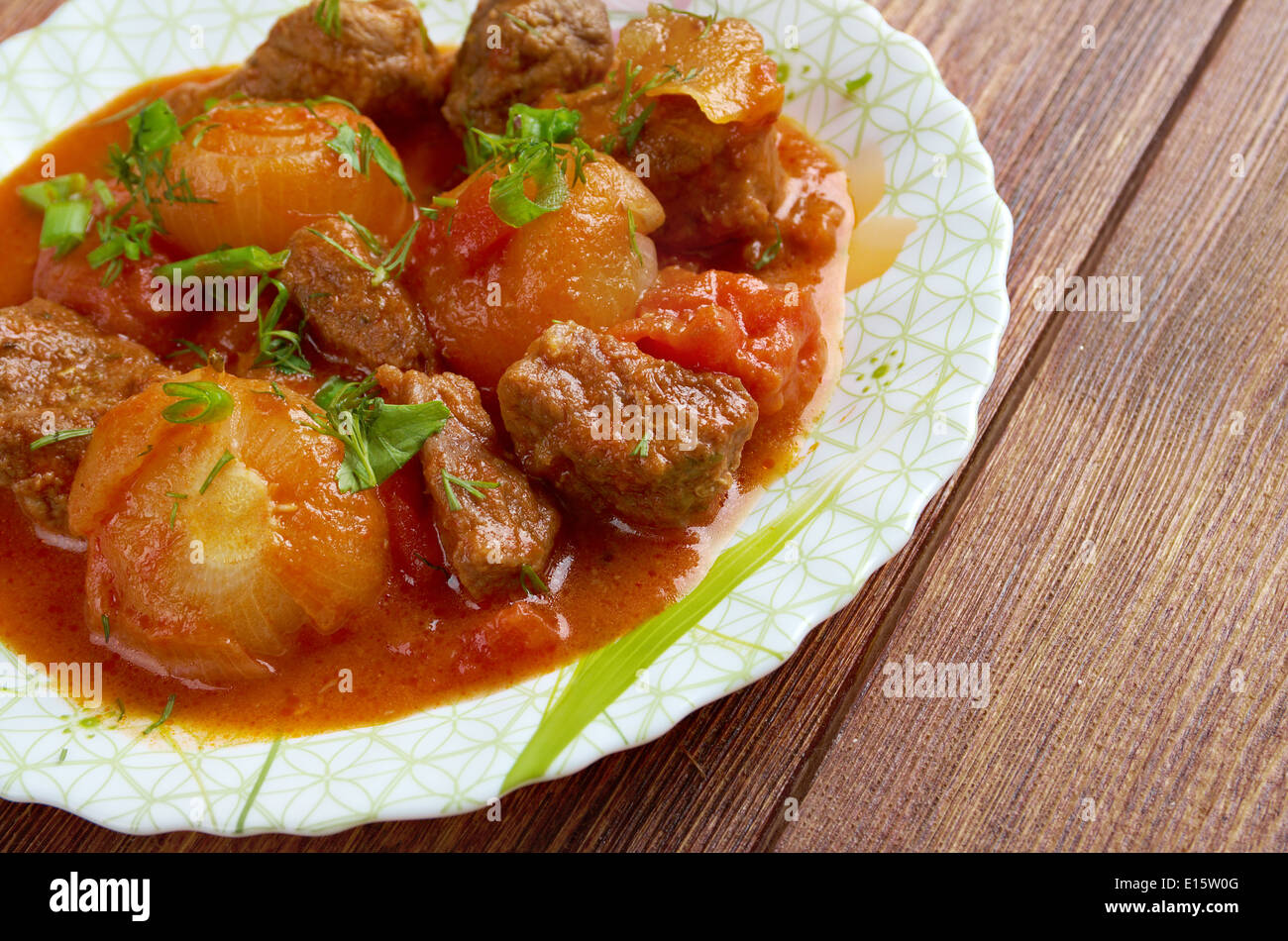 Traditional Greek beef stifado Stock Photo Alamy