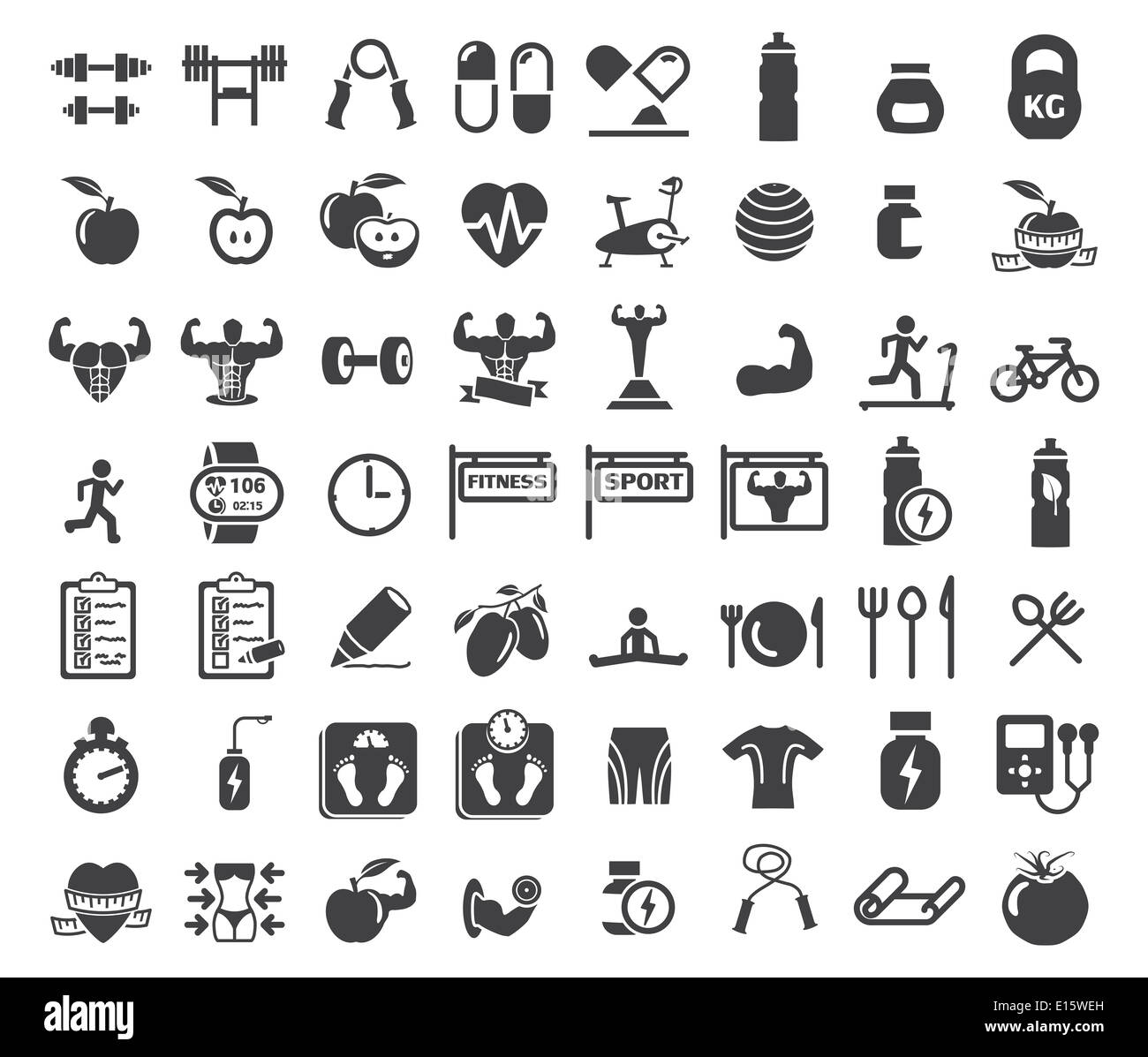 Health and Fitness icons Stock Photo - Alamy