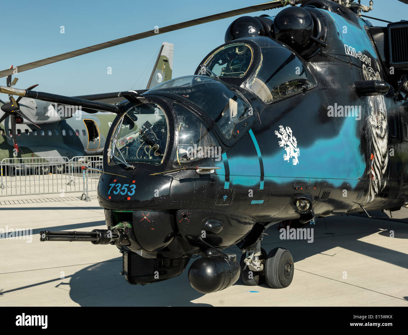 Mil Mi24 Hind helicopter gunship of the Czech Air Force on display. High Res digital medium