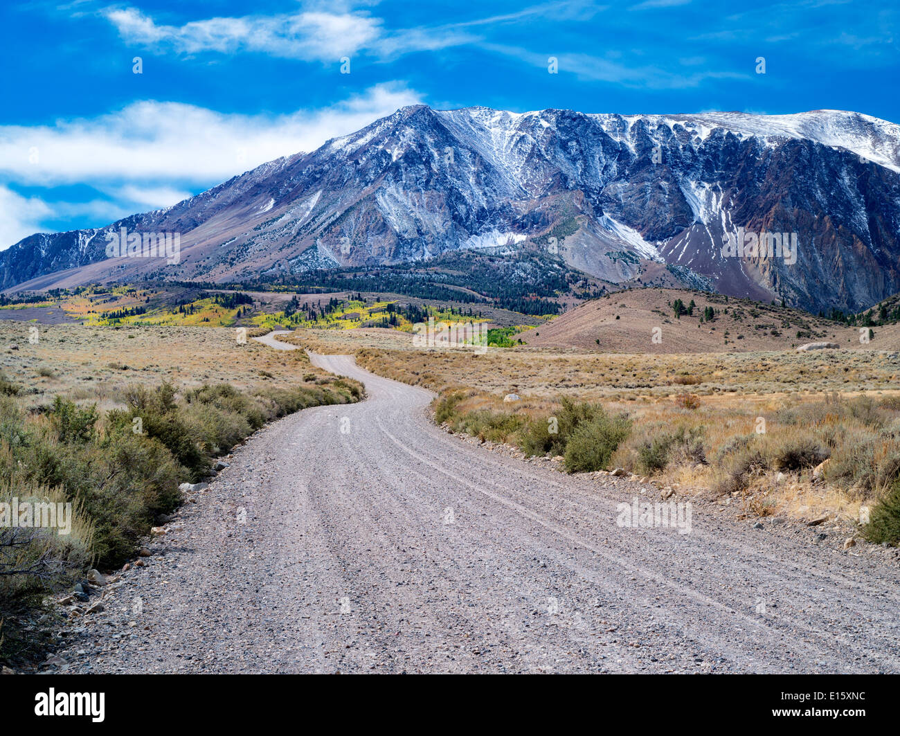 Road in June Lakes Loupe. Sierra Nevada Mountains, California Stock Photo
