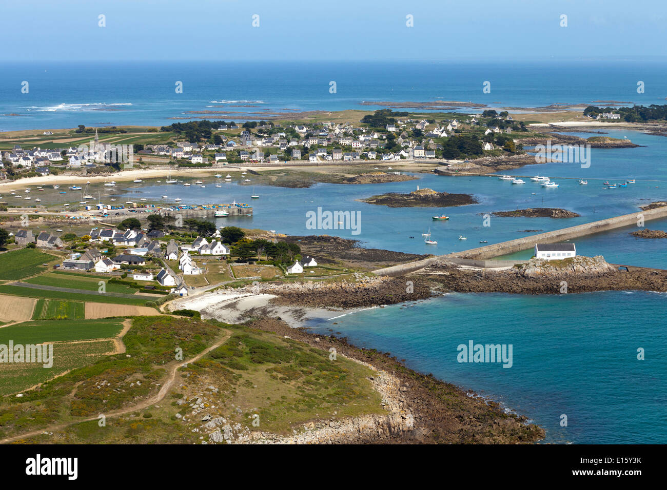 Ile de Batz island (Finistère department) aerial view Stock Photo