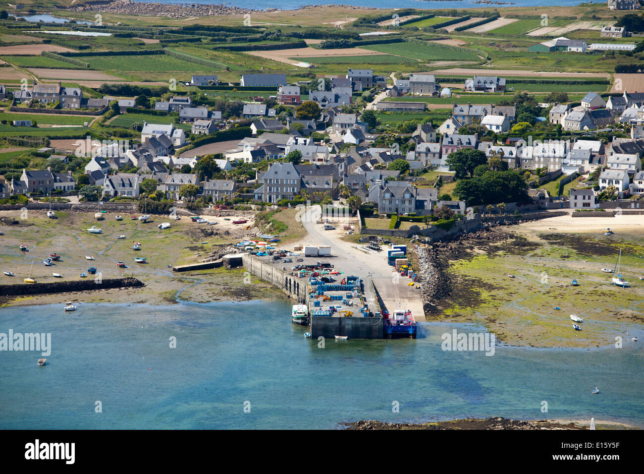 Ile de Batz island (Finistère department) aerial view Stock Photo