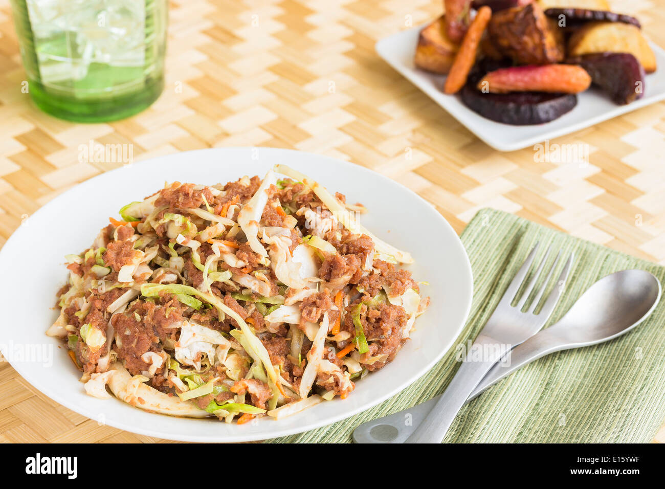 Corned beef and cabbage, a traditional meal in both Ireland and Hawaii