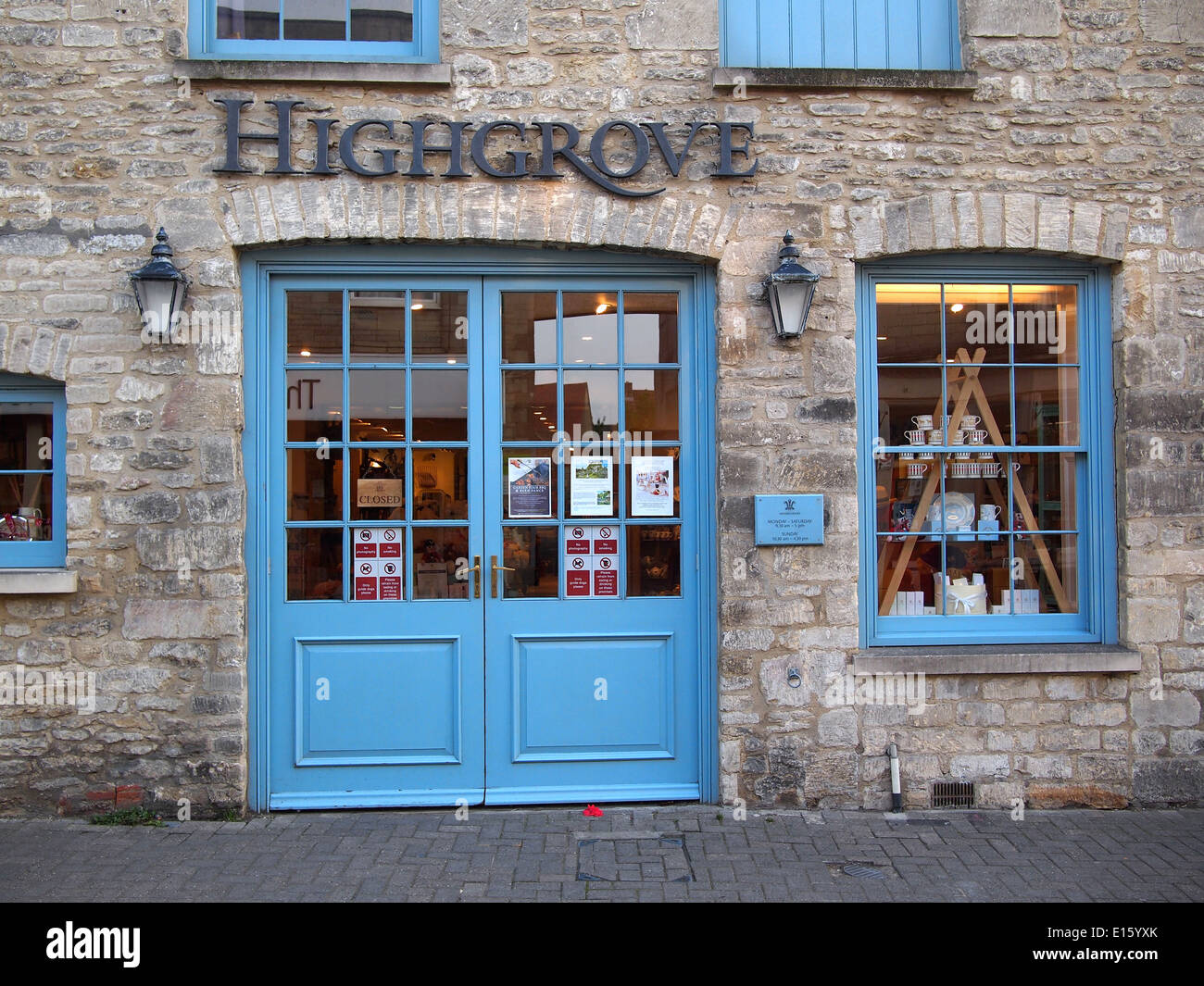 Tetbury, UK – August 25, 2013: The front of the royal Highgrove Shop, the store of Prince Charles in Tetbury, a town in the Cots Stock Photo