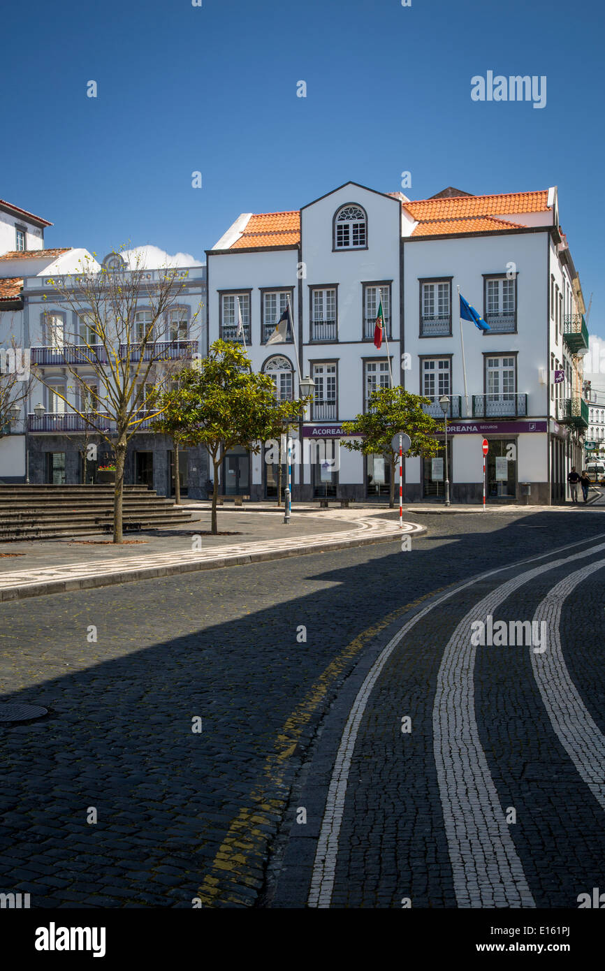 Street scene in Ponta Delgada, island of Sao Miguel, Azores, Portugal Stock Photo