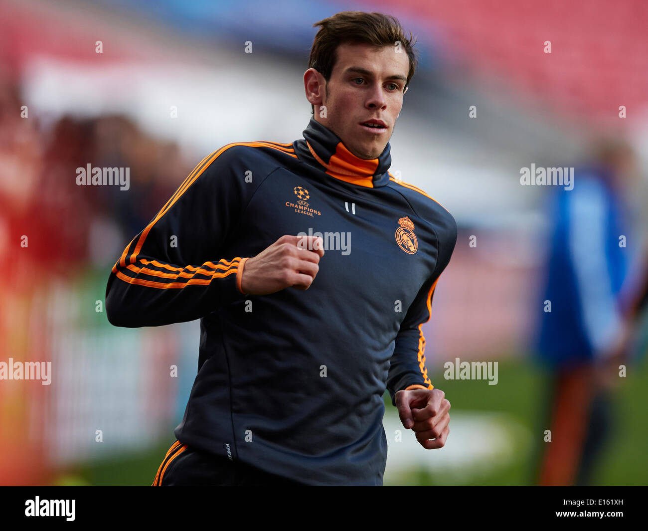 23.05.2014, Lisbon, Portugal. Midfielder Gareth Bale of Real Madrid in action during the Real Madrid training session prior to the UEFA Champions League final between Real Madrid and Atletico Madrid at Sport Lisboa e Benfica Stadium, Lisbon, Portugal Stock Photo