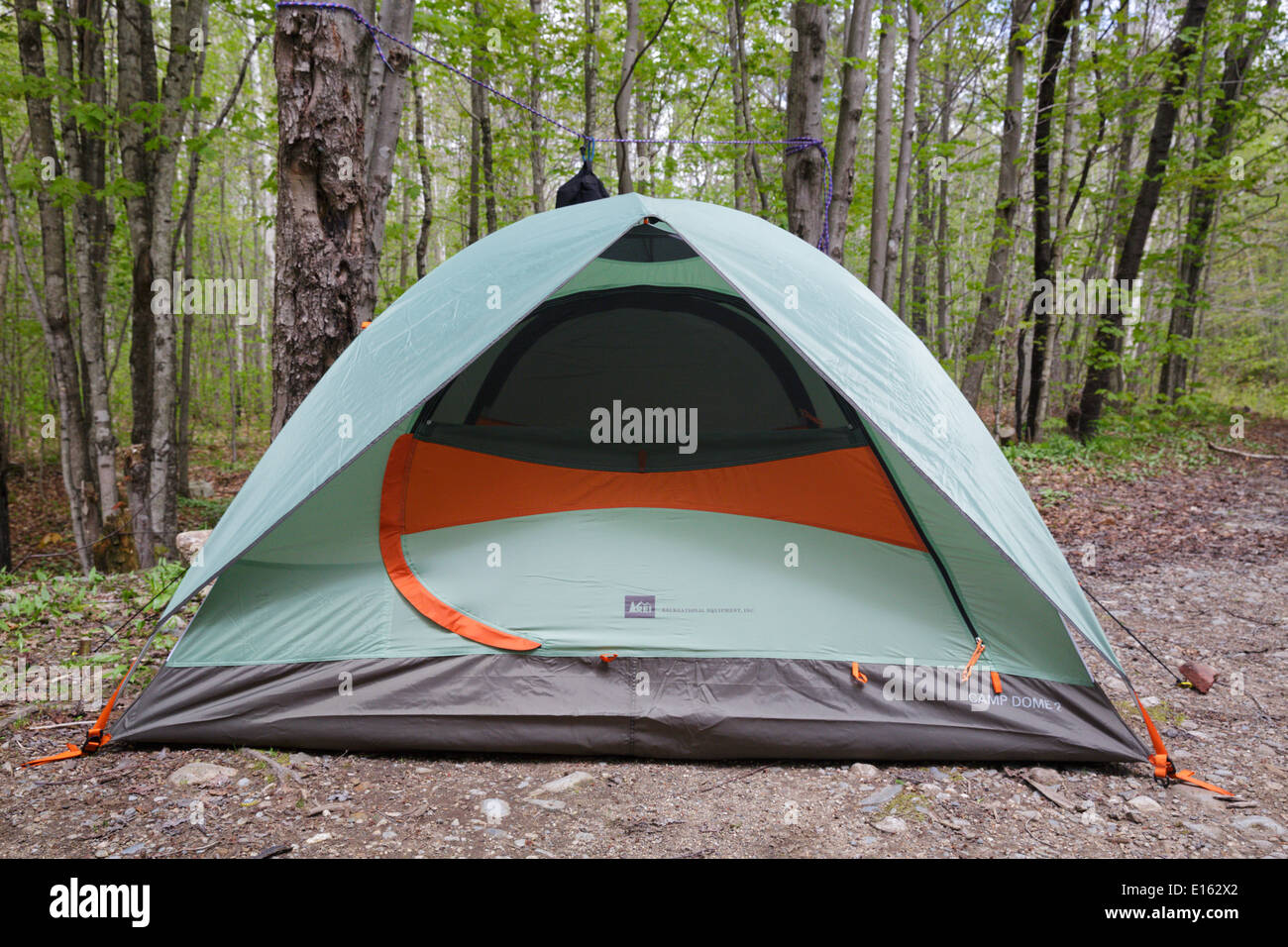 Tent setup in campsite at Gale River Campground in the White Mountains
