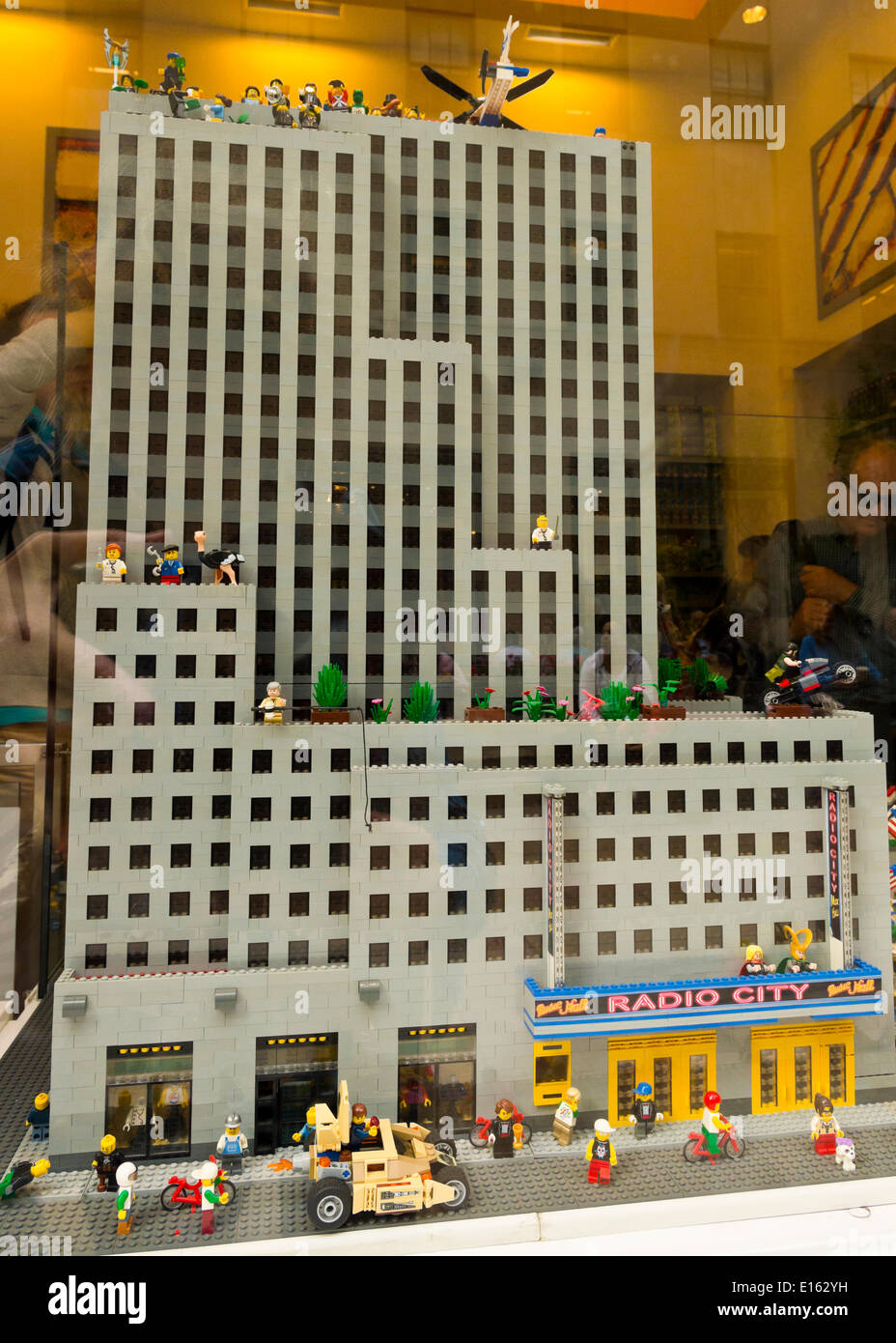 Manhattan, New York, U.S. - May 21, 2014 - In Rockefeller Center, the Lego  store has Lego Miniland with a recreation of Radio City Music Hall in its  window display, in Manhattan.