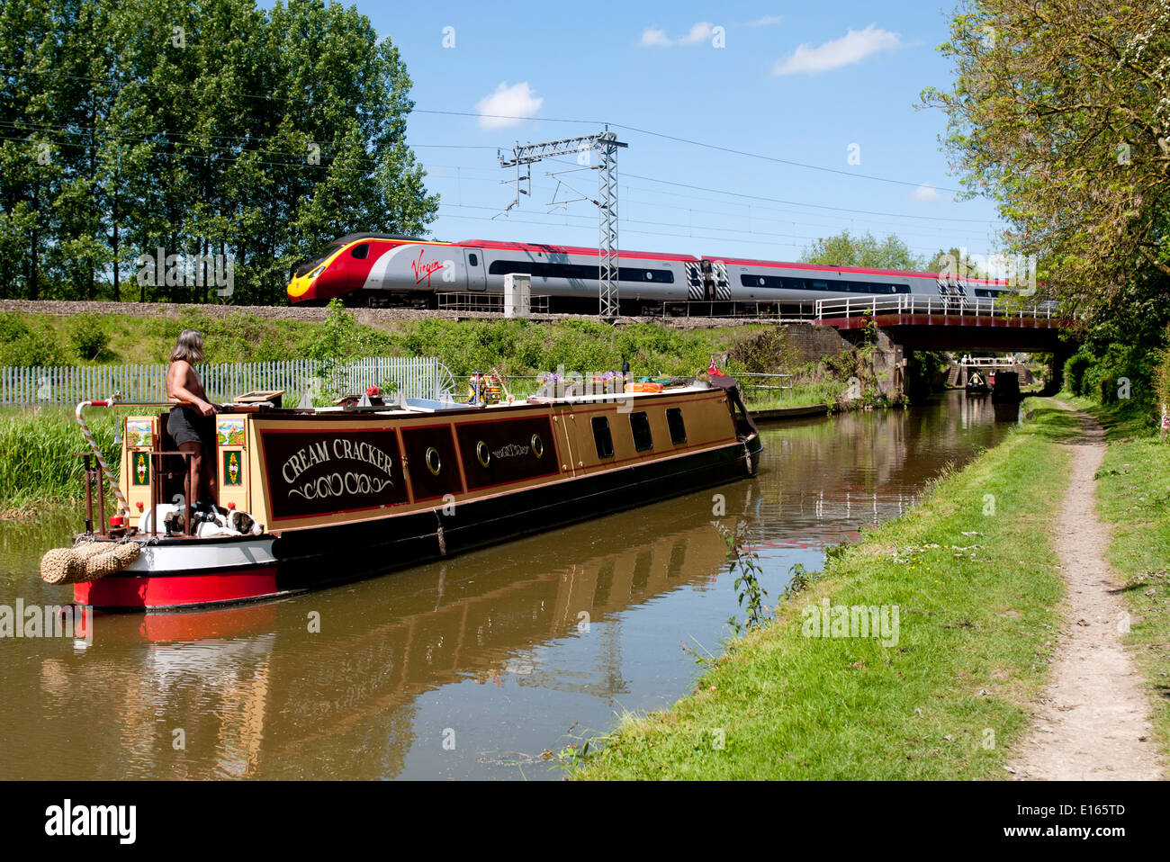 Virgin Pendolino train on the West Coast Main Line at Long Buckby Wharf