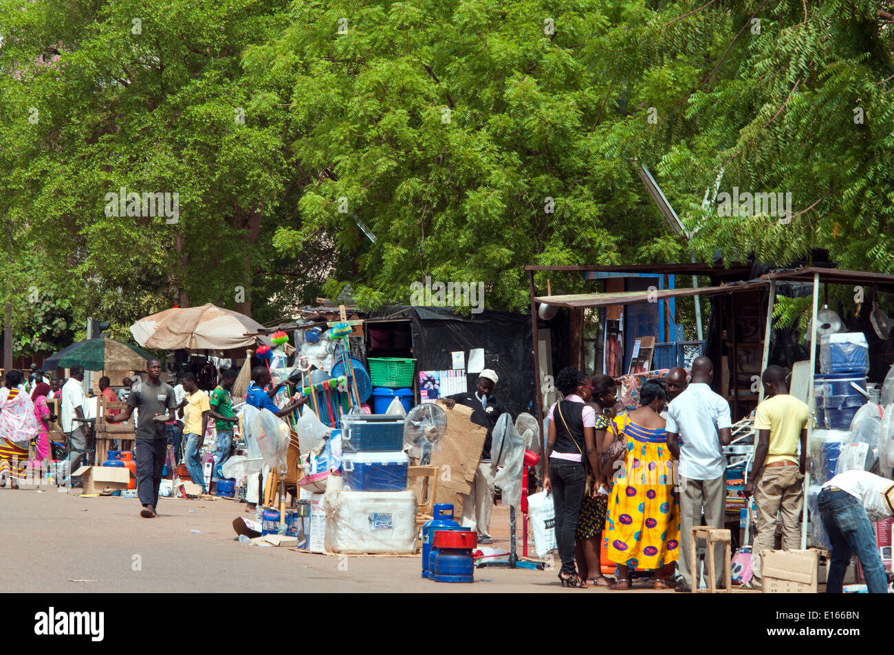 street scene with street vendors, Ouagadougou, Burkina Faso Stock Photo