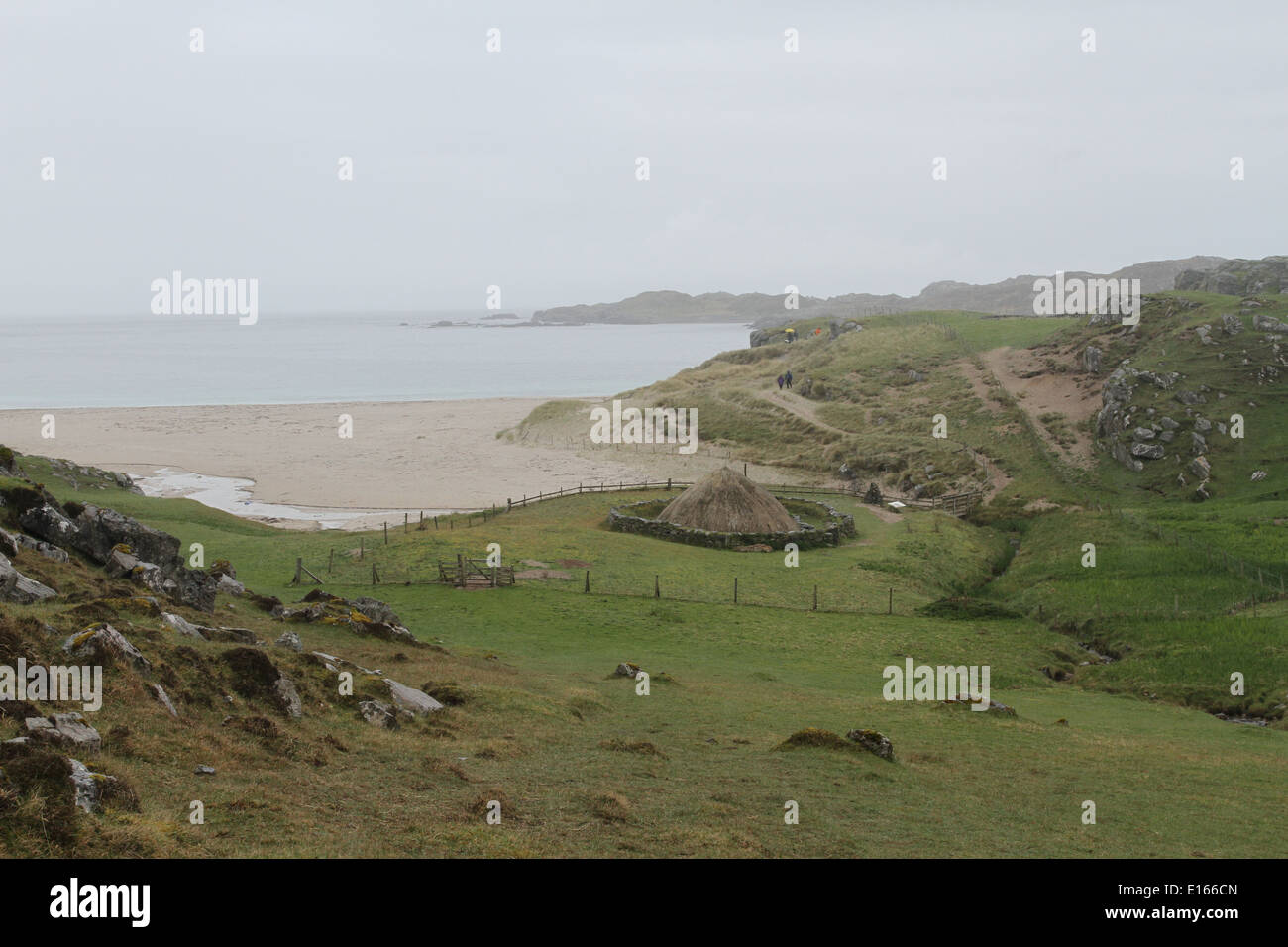 Elevated view of Bosta Iron age house Great Bernera Scotland  May 2014 Stock Photo