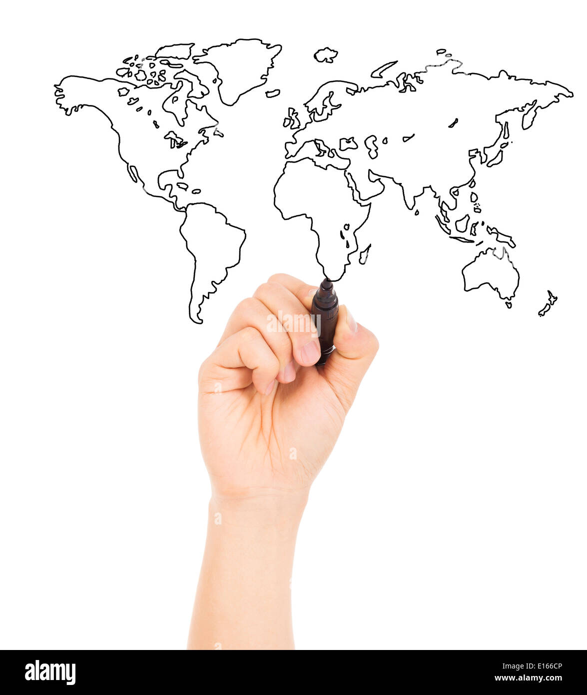 hand draw a concept picture about world map Stock Photo