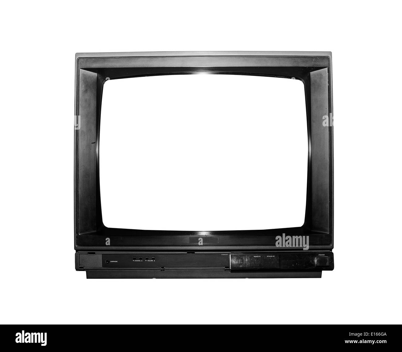 Grungy Old TV isolated on a white background Stock Photo