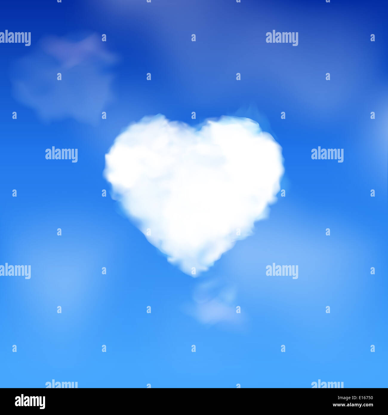 Blue sky with white fluffy heart cloud Stock Photo - Alamy