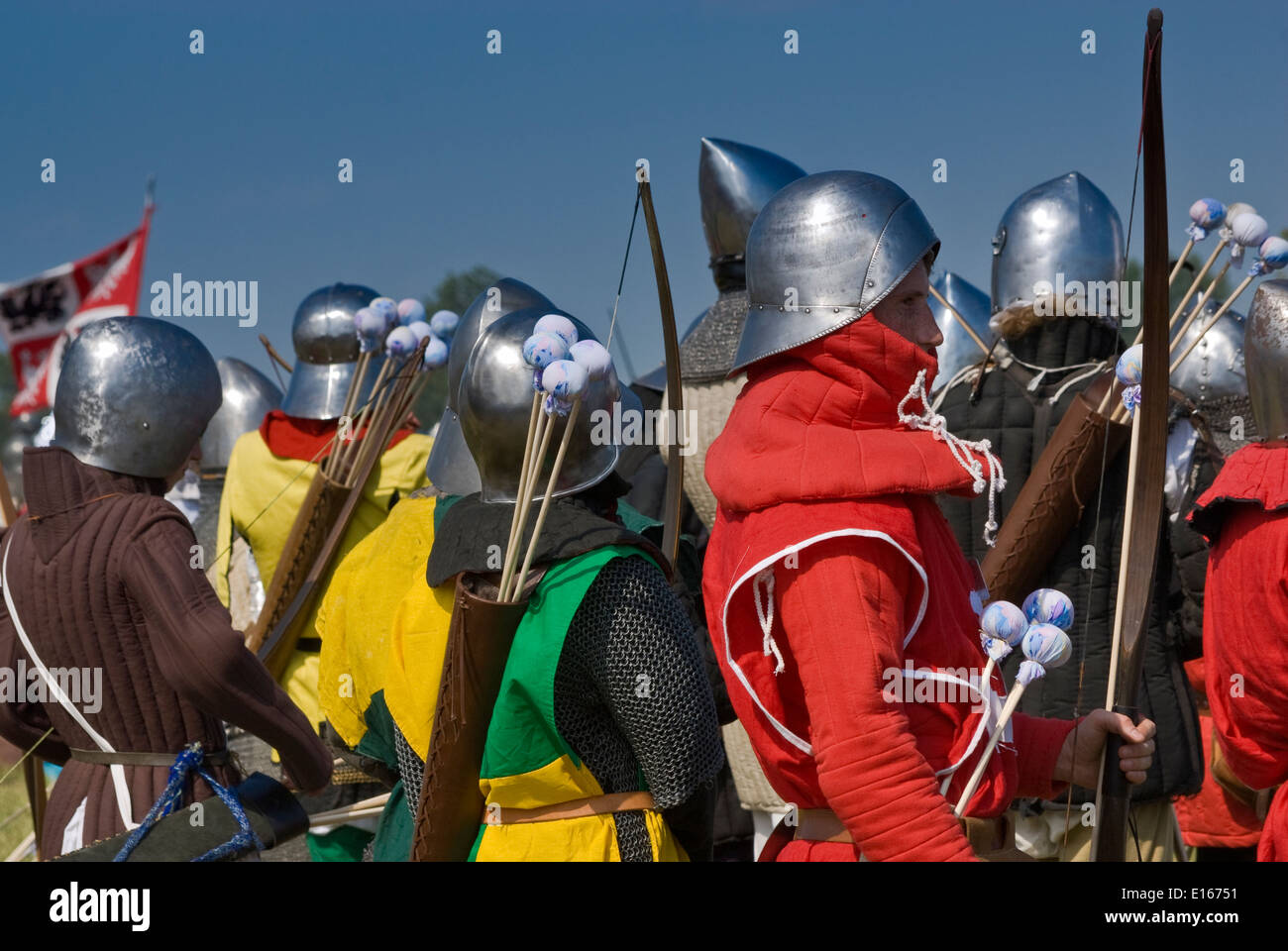 Annual recreation of Battle of Grunwald of 1410, when Polish-Lithuanian troops defeated Teutonic Knights, Grunwald, Poland Stock Photo