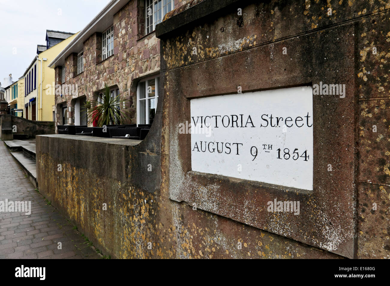 9129. Victoria Street, St Anne, Alderney, Channel Islands, UK, Europe Stock Photo