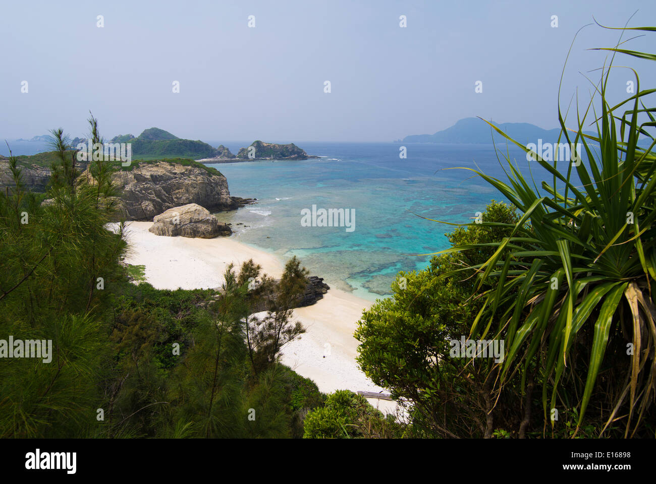 Hidden, deserted tropical beach, Aka Island, Kerama Shoto National Park, Okinawa, Japan Stock Photo