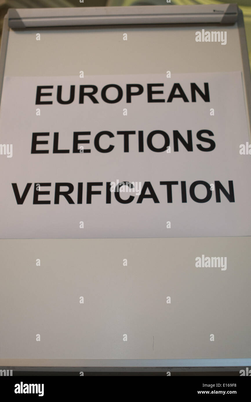 Belfast,UK 23rd may 2014 European Election Verification stand Credit:  Bonzo/Alamy Live News Stock Photo