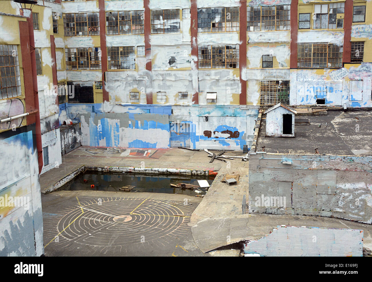 5 Pointz graffiti museum in Long Island City New York after the whitewashing by the building owners Stock Photo