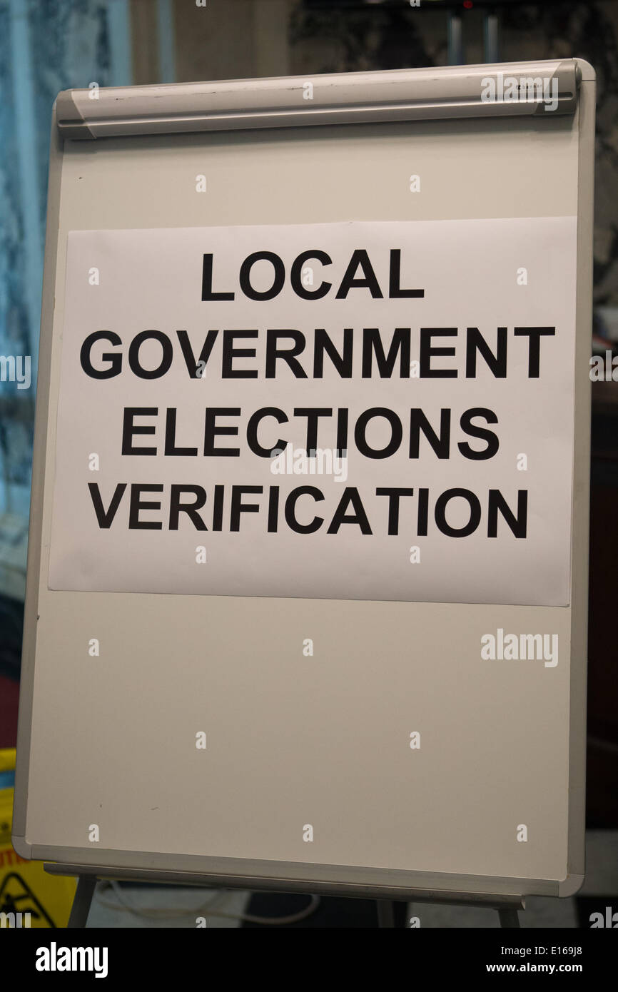Belfast,UK 23rd may 2014 Local Government Verification Stand Credit:  Bonzo/Alamy Live News Stock Photo
