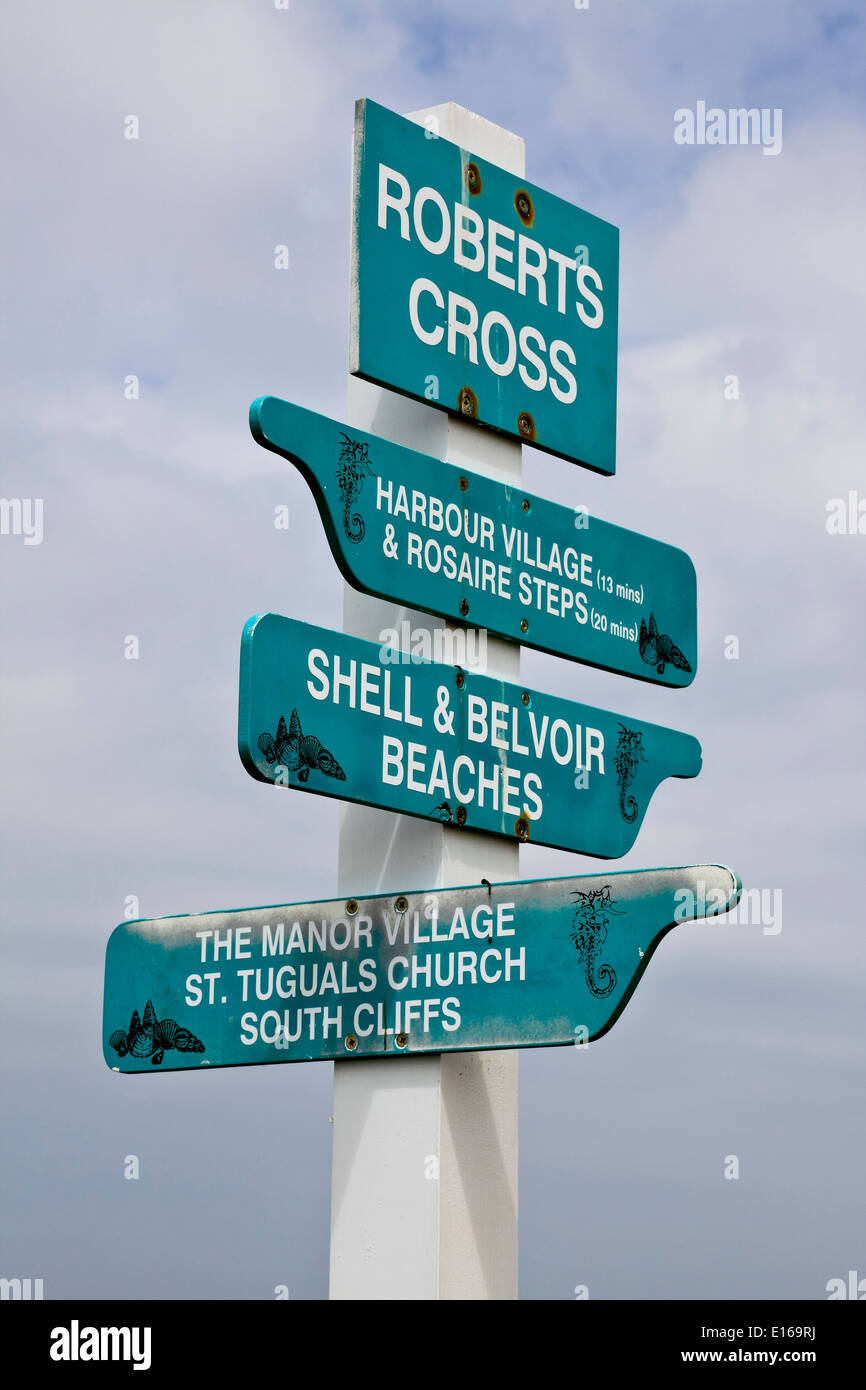 9218. Signpost, Herm, Channel Islands, UK, Europe Stock Photo