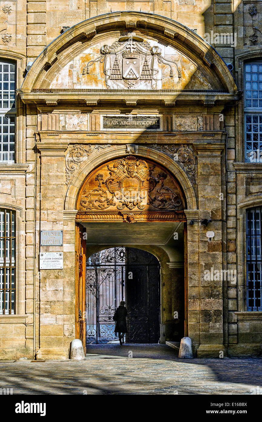 Europe, France, Bouches-du-Rhone, Aix-en-Provence, tapestry museum. Door of the former archbishop's palace. Stock Photo