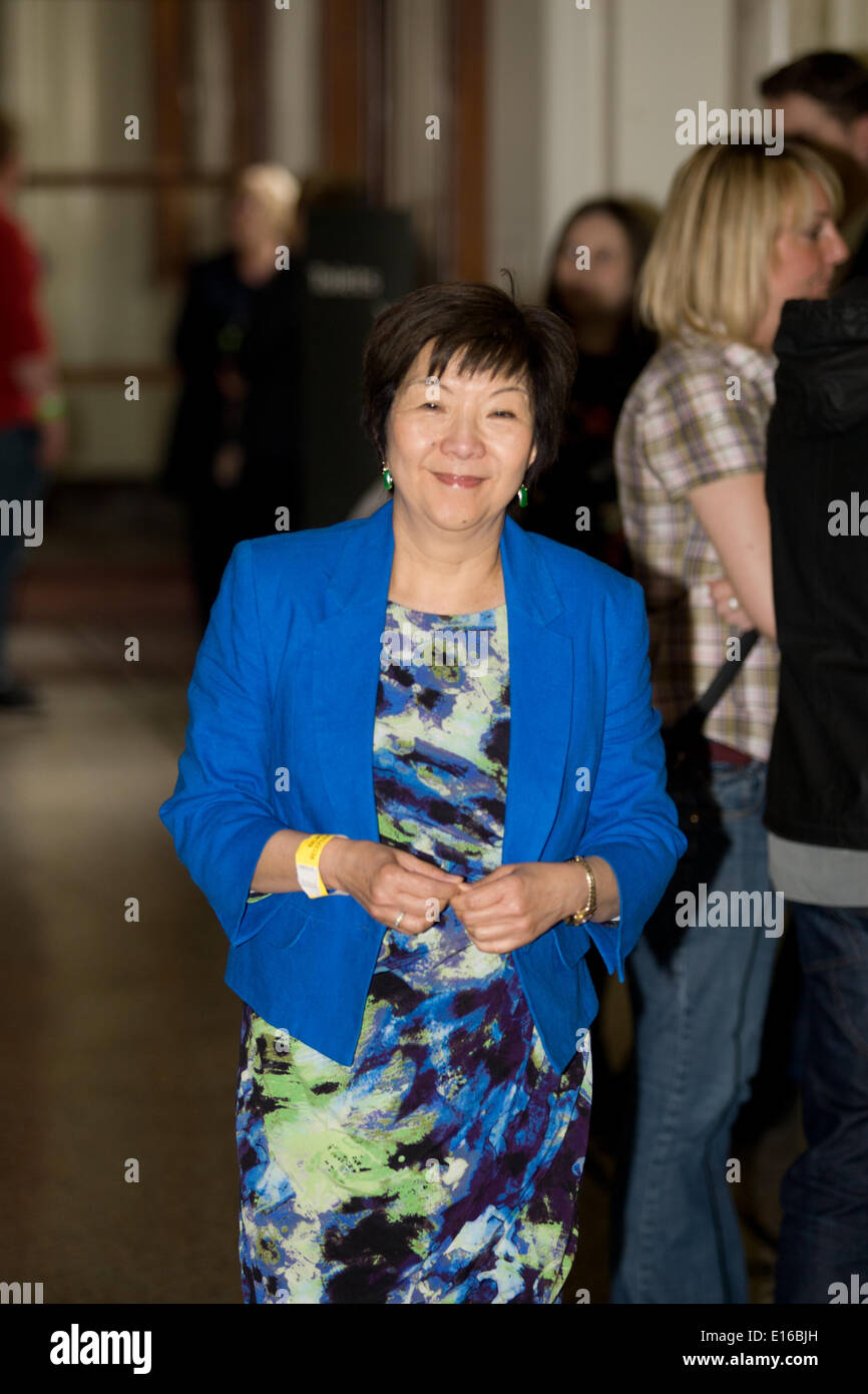 Belfast,UK 23rd May 2014 Anna Lo from the Alliance Party at Local Government Elections in Belfast Credit:  Bonzo/Alamy Live News Stock Photo