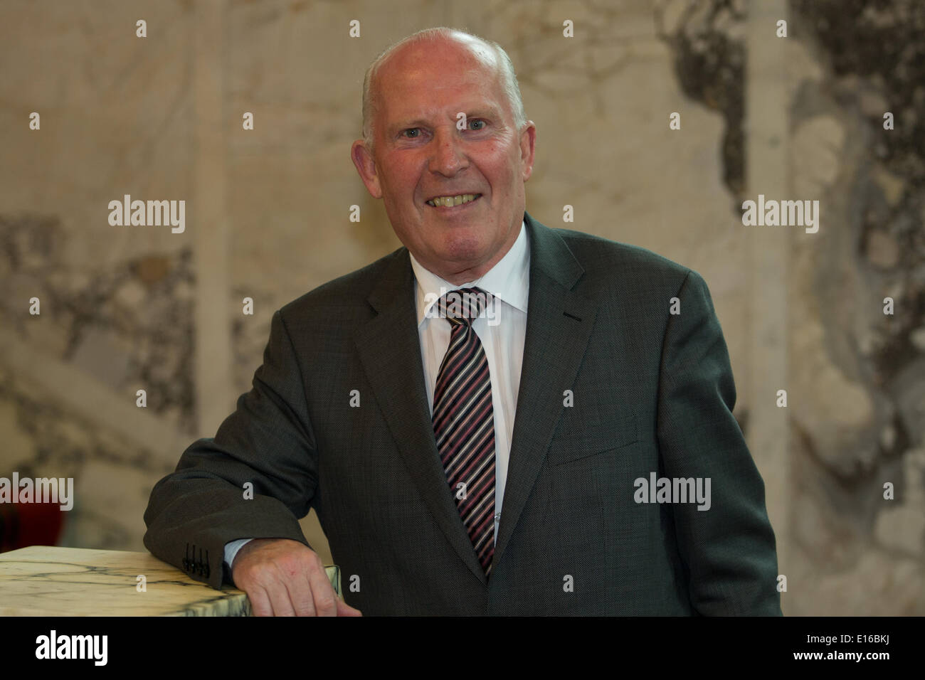 Belfast,UK 23rd May 2014 Ex Lord Mayor of Belfast Jim Rodgers OBE from the Ulster Unionist Party at Local Government Elections in Belfast Credit:  Bonzo/Alamy Live News Stock Photo