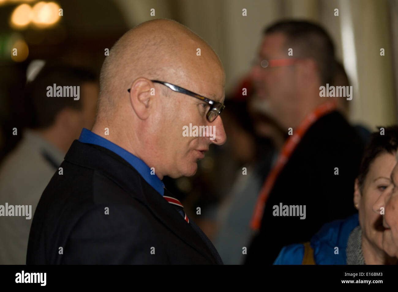 Belfast,UK 23rd May 2014 Billy Hutchinson from the Progressive Unionist Party (PUP) at Local Government Elections in Belfast Credit:  Bonzo/Alamy Live News Stock Photo