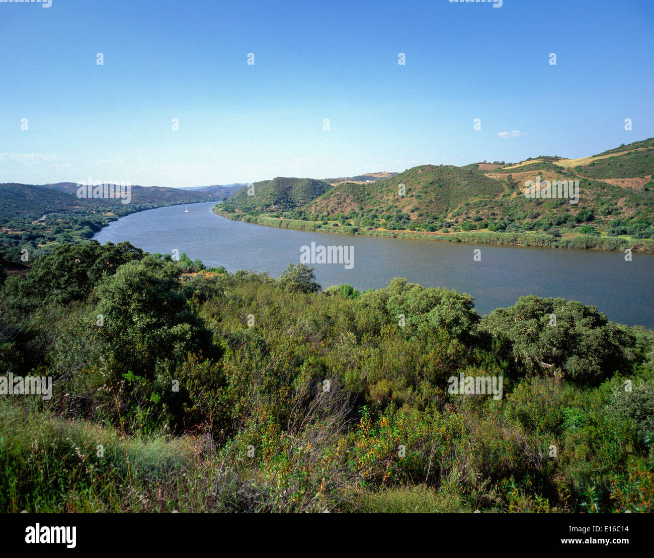 lower Guadiana valley near Alcoutim Algarve Portuga Stock Photo